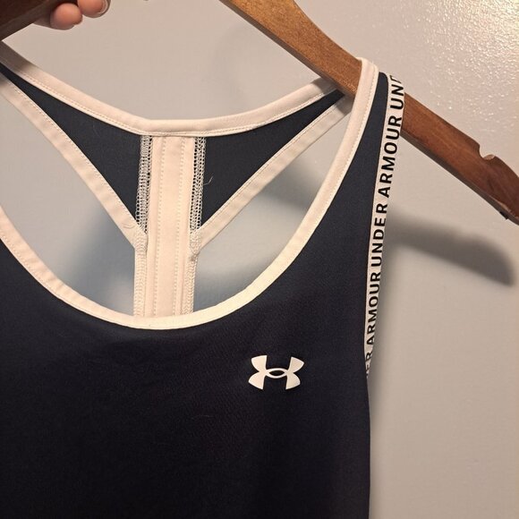 Under Armour Women Racer Tank Top Athletic Logo Sport Top Size Young XL Good - Picture 10 of 10